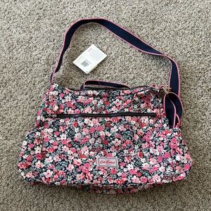 NWT Cath Kidston Pink Navy Floral Crossbody Bag Travel Packable Shopping Beach